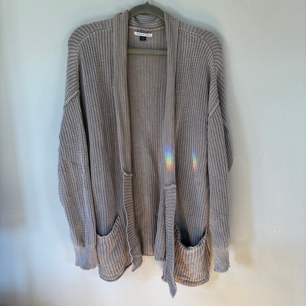 American Eagle Outfitters Taupe Knit Cardigan